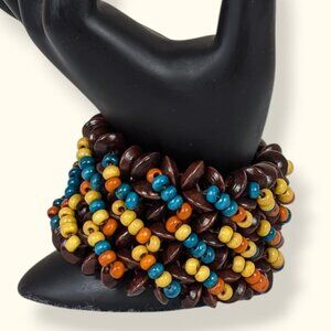 Colourful Beaded Wide Stretch Bracelet